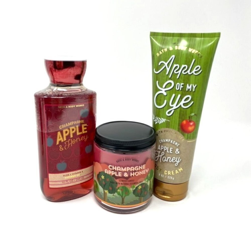 Bath & Body Works Champagne Apple Honey 3 Pc Set